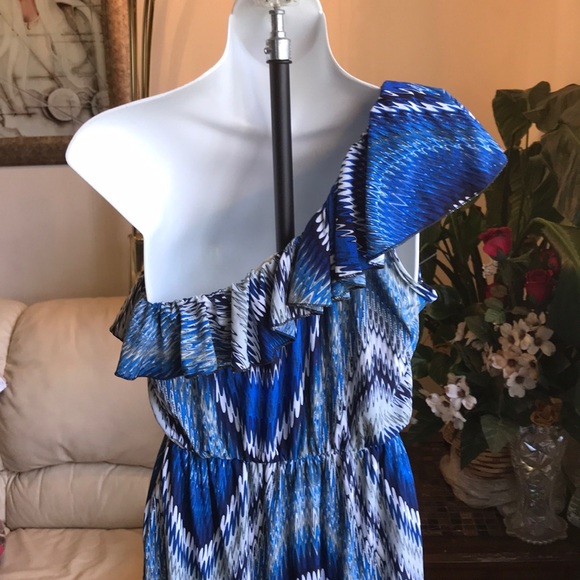 Wavy Pattern One Sleeve / Strap summer Dress - Picture 4 of 5